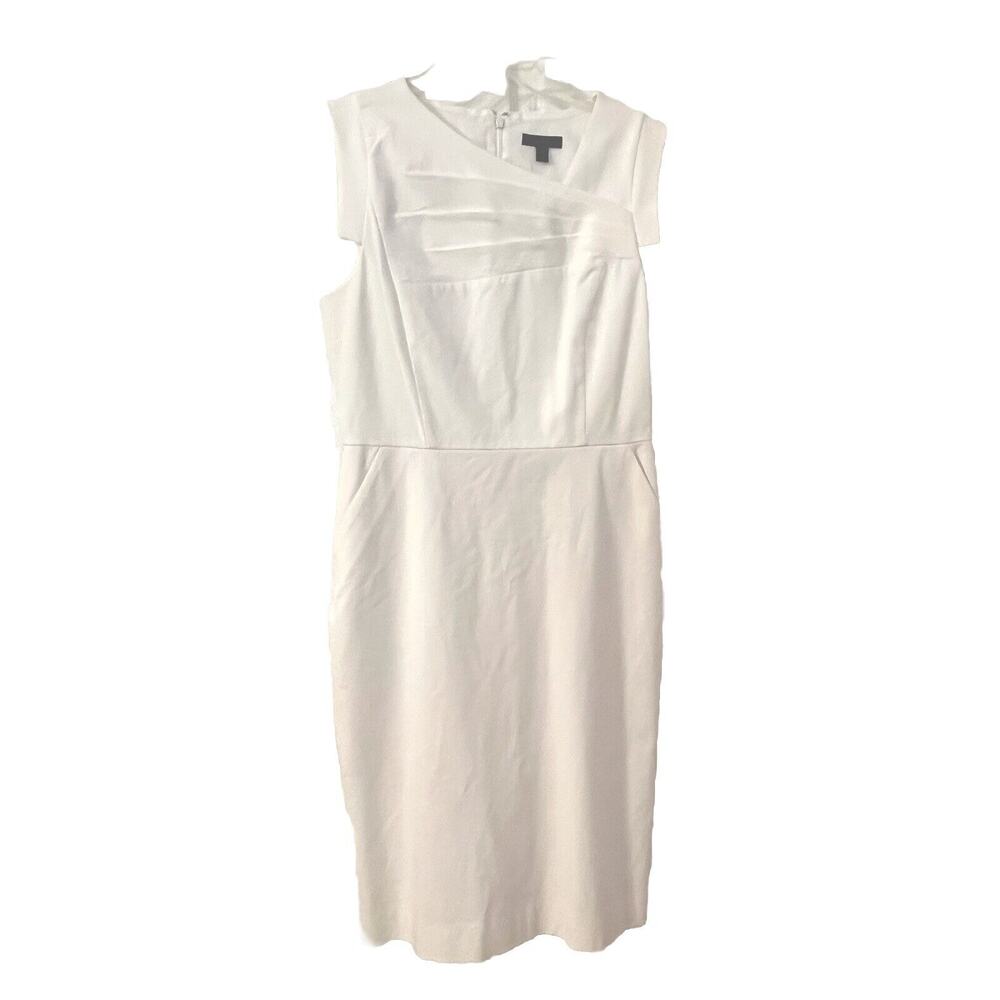 J Crew Women’s Promotion Dress 10T White Sheath Sleeveless Zip Lined Classic